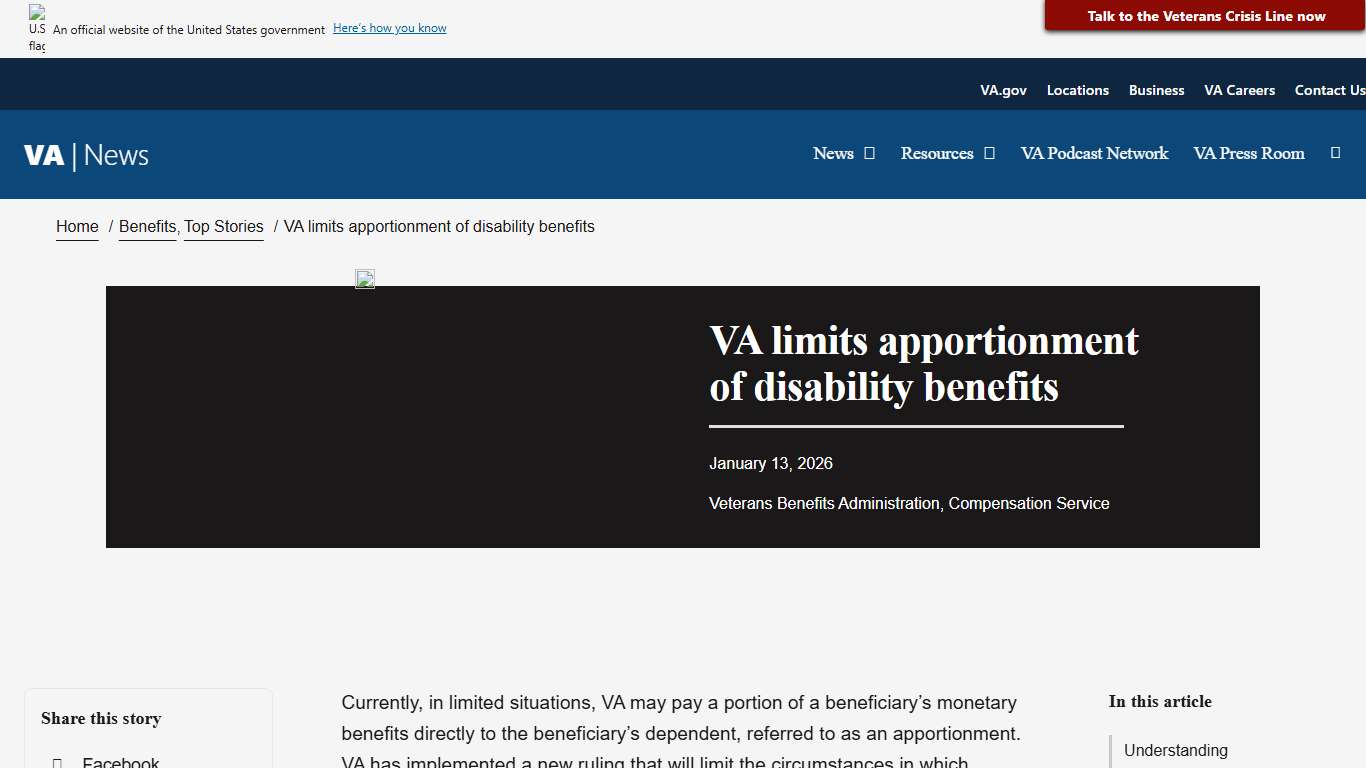 VA limits apportionment of disability benefits - VA News