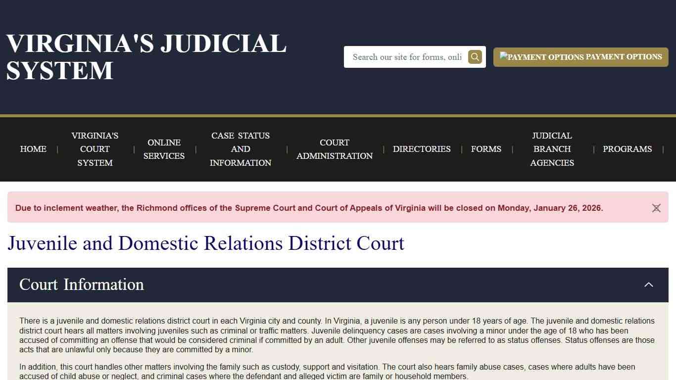 Juvenile and Domestic Relations District Court Virginia Court System