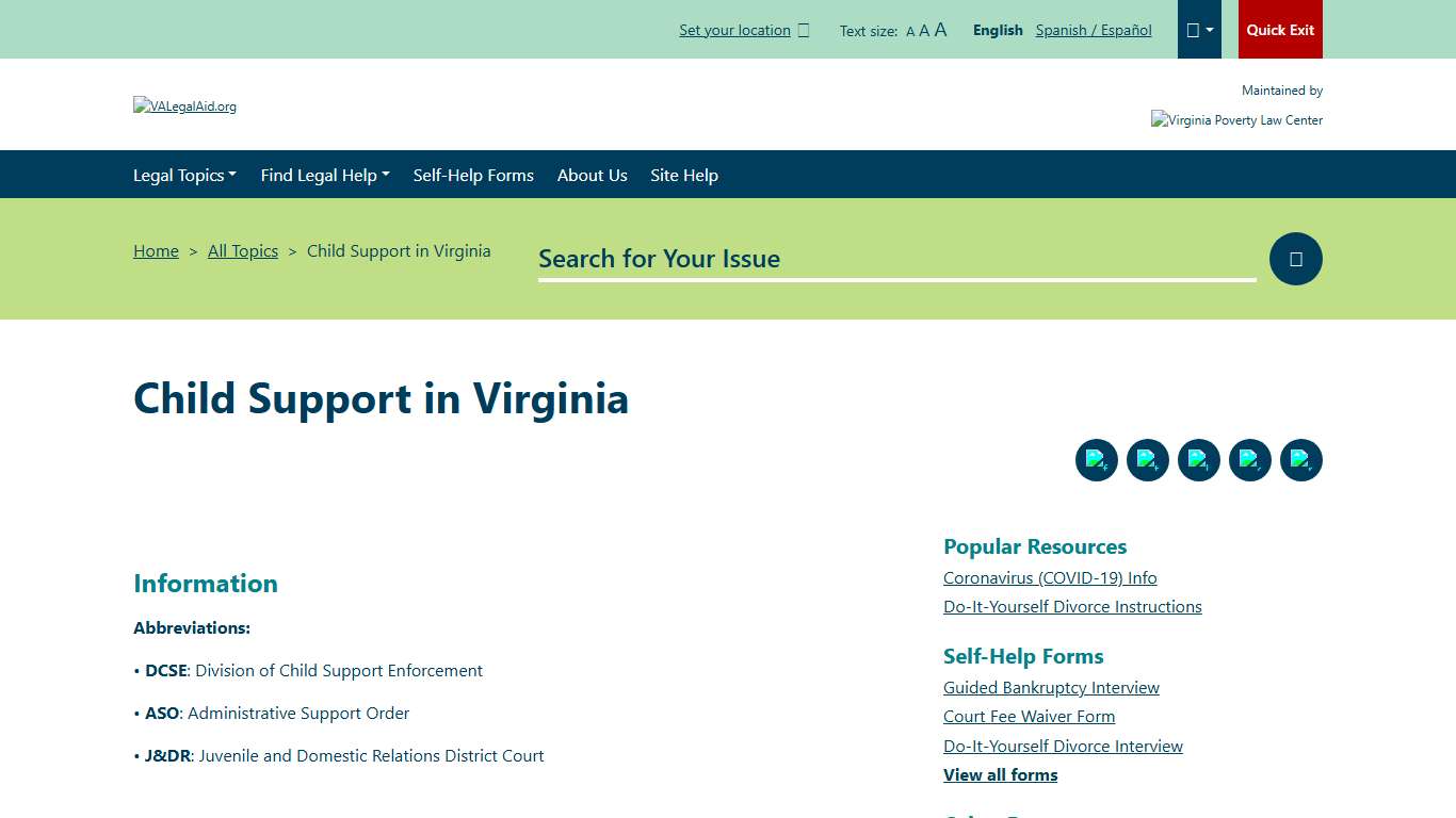 Child Support in Virginia VaLegalAid.org - A guide to free and low cost civil legal information and services in Virginia