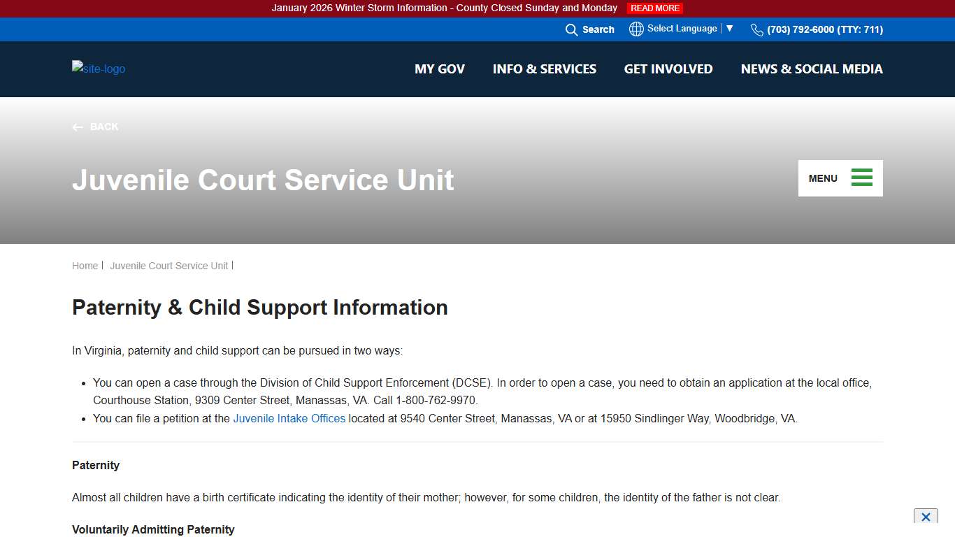 Paternity & Child Support Information